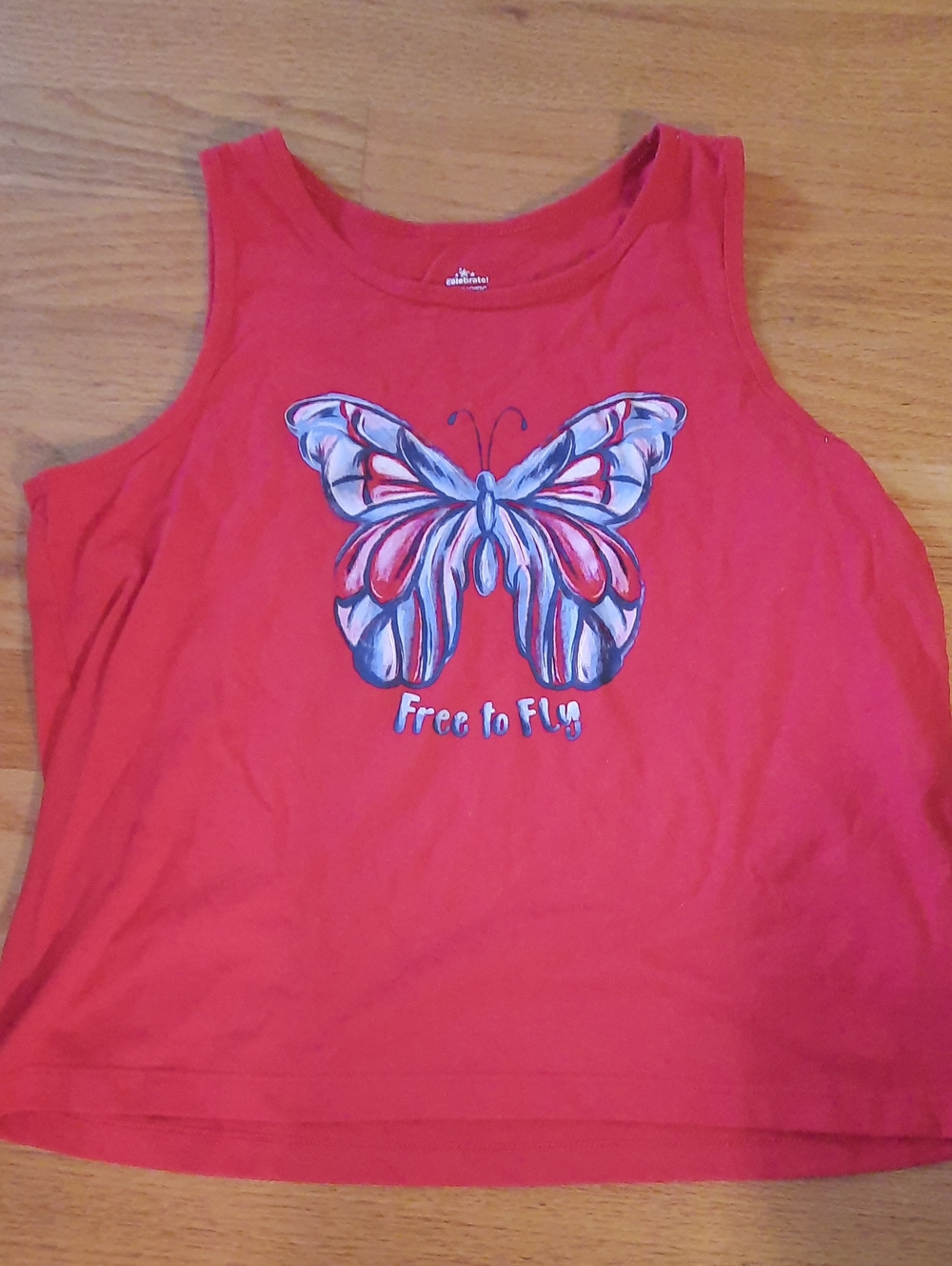 Girls Pink Butterfly Tank Top - Free to Fly